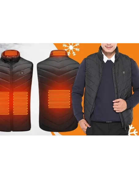 Vestă încălzită cu 11 zone Unisex, Jacheta încălzita prin usb reîncărcabilă vestă termică caldă