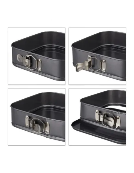 Set 3 tavi forma patrata pentru prajituri sau tort cu fund detasabil