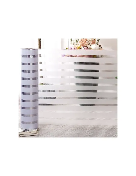 Set 2 x folie decorativa pentru geam, Dungi Albe, 45 cm x 300 cm