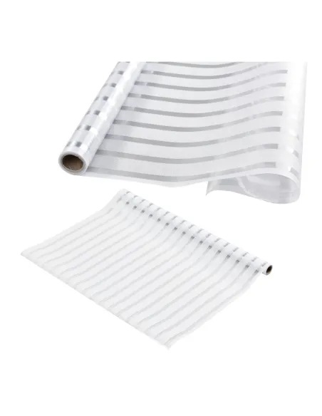 Set 2 x folie decorativa pentru geam, Dungi Albe, 45 cm x 300 cm