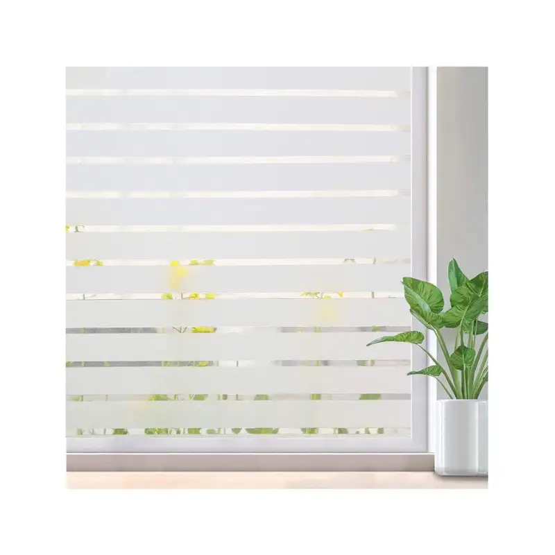 Set 2 x folie decorativa pentru geam, Dungi Albe, 45 cm x 300 cm