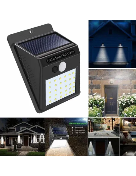 Lampa 30 LED, incarcare solara si senzor miscare
