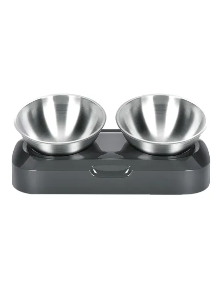 Set 2 boluri inox , pentru hrana animalelor, cu suport si inclinare reglabila