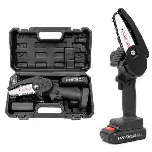 Drujba fierastrau electric 4 inch cu 1 acumulator de 24V + lama si lant CADOU