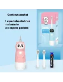 Periuta de dinti electrica pentru copii, 2 capete, rezistenta la apa