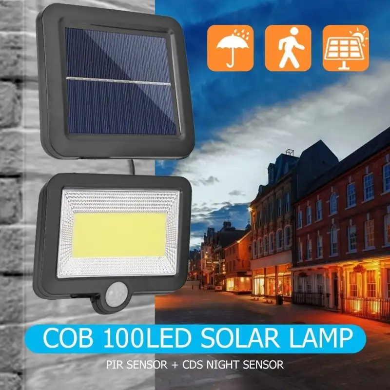 Set 3 x proiector cu incarcare solara, 100 x LED COB