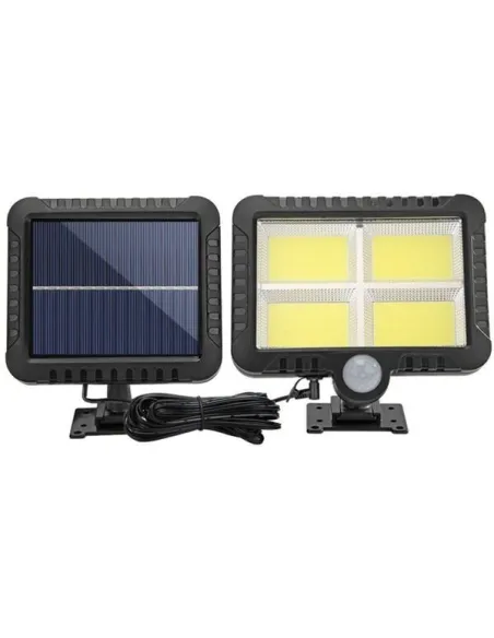 Set 2 lampi solare 128 x LED COB, senzor de miscare si panou solar