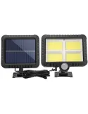 Set 2 lampi solare 128 x LED COB, senzor de miscare si panou solar