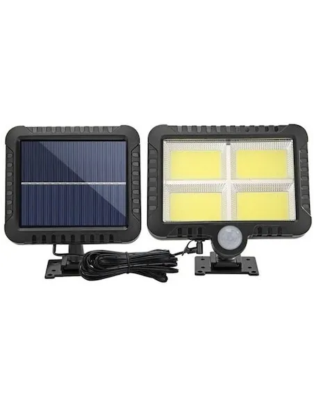 Set 2 lampi solare 128 x LED COB, senzor de miscare si panou solar