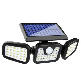 Set Lampa LED exterior, cu senzori de amurg, miscare si lumina, 3 capete reglabile+Lampa LED cu incarcare solara 2