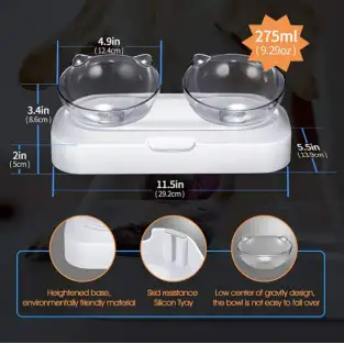 Set 2 x castroane pentru animale de companie 480 ml, Alb, PC/PP 2