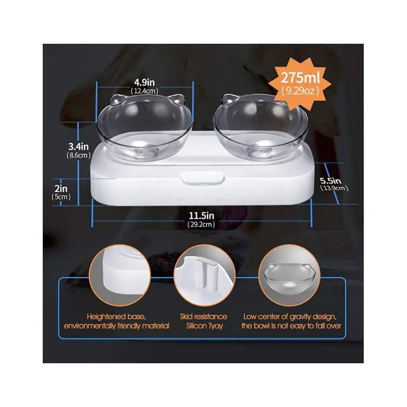 Set 2 x castroane pentru animale de companie 480 ml, Alb, PC/PP