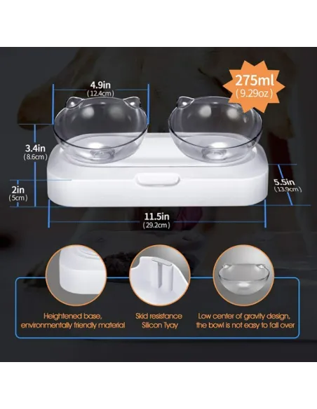 Set 2 x castroane pentru animale de companie 480 ml, Alb, PC/PP