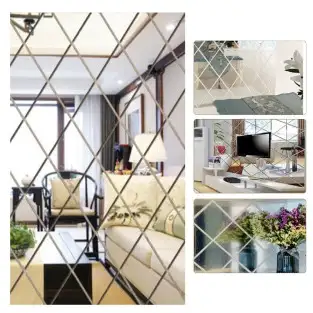 Oglinzi acrilice diamant romb sticker auto-adeziv 50 x 100 cm