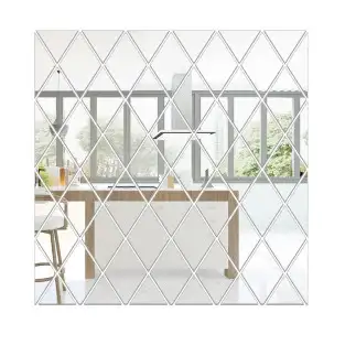 Set 58 oglinzi acrilice, autoadezive, 100x100 cm, Argintiu