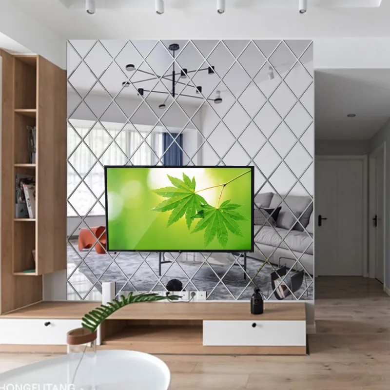 Set 58 oglinzi acrilice, autoadezive, 100x100 cm, Argintiu