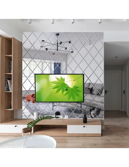 Set 58 oglinzi acrilice, autoadezive, 100x100 cm, Argintiu