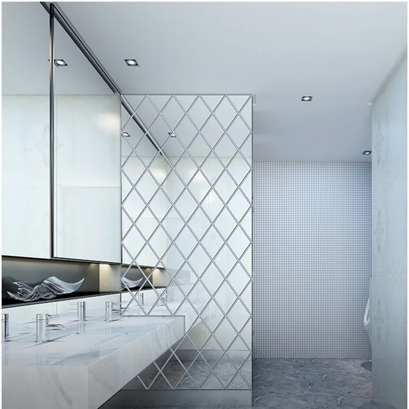 Set 58 oglinzi acrilice, autoadezive, 100x100 cm, Argintiu