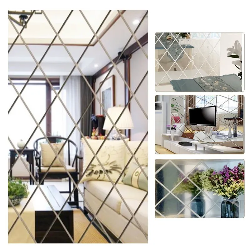 Set 58 oglinzi acrilice, autoadezive, 100x100 cm, Argintiu