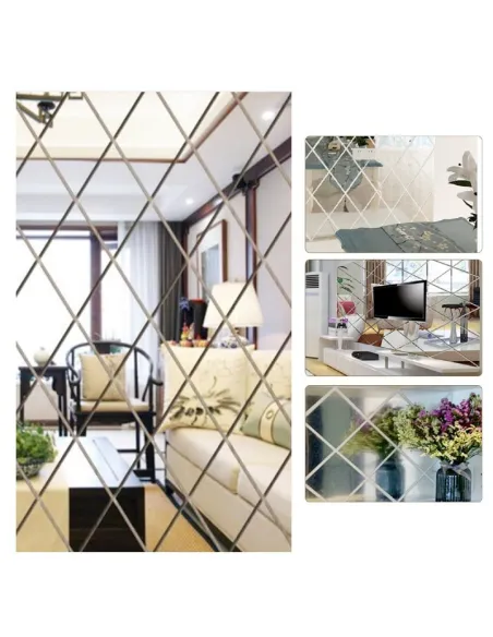 Set 58 oglinzi acrilice, autoadezive, 100x100 cm, Argintiu