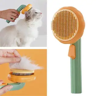 Perie par de animale cu buton de autocuratare