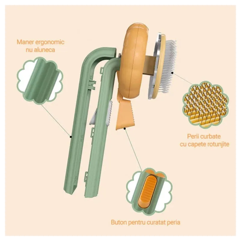 Perie par de animale cu buton de autocuratare