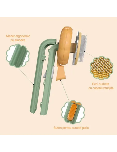 Perie par de animale cu buton de autocuratare