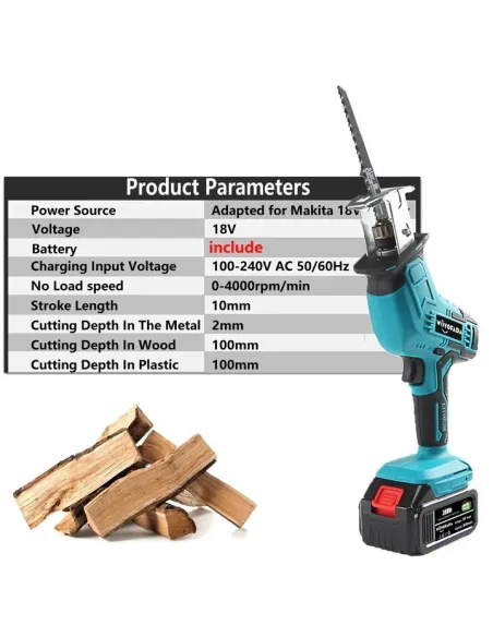 Fierăstrău electric pendular, tip sabie,cu 1 acumulator