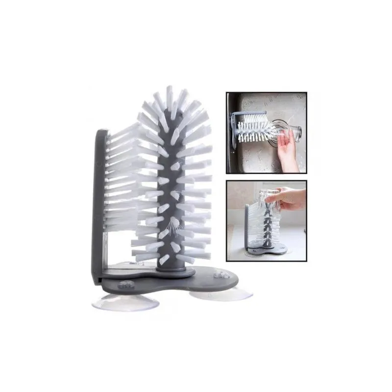 Set cu Suport Telescopic Pentru Chiuveta si Perie Dubla Pentru Spalat Pahare