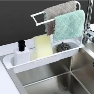 Set cu Suport Telescopic Pentru Chiuveta si Perie Dubla Pentru Spalat Pahare 2