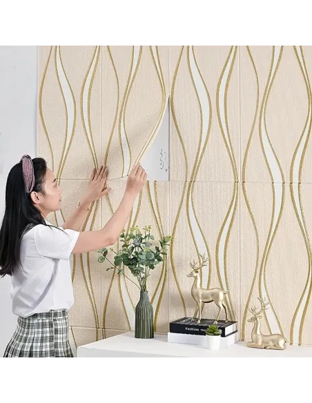 Set 5 placi tapet 4D, autoadeziv, 70x70cm, diverse culori