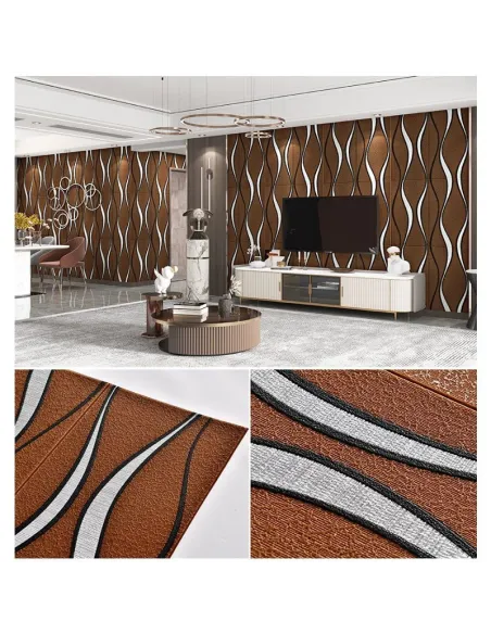 Set 5 placi tapet 4D, autoadeziv, 70x70cm, diverse culori