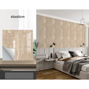 Set 10 x placi autoadezive pentru perete tip marmura , impermeabila, 60x60 crem 2