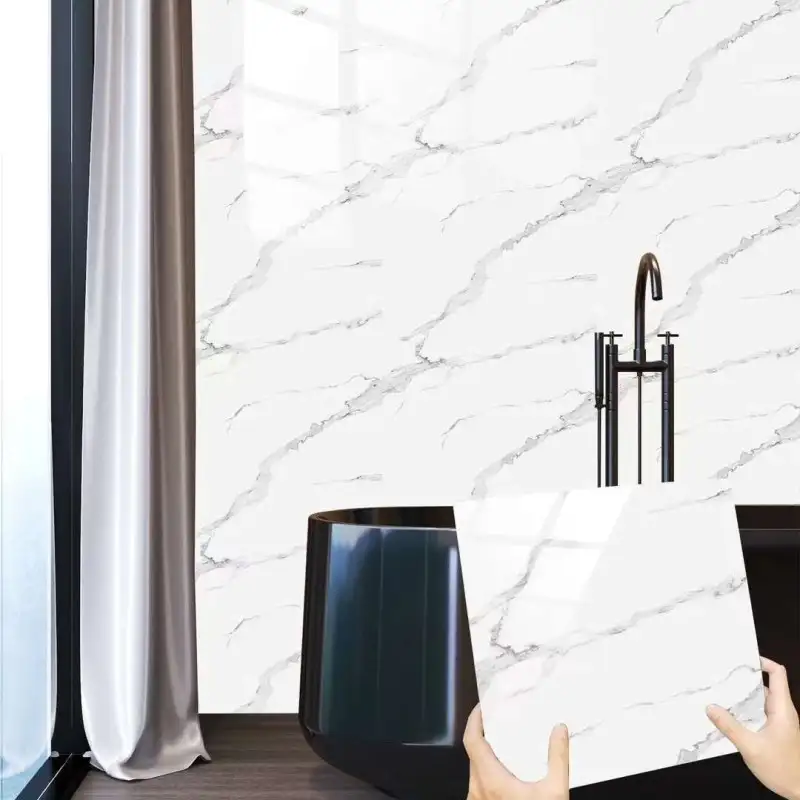 Set 10 x placi autoadezive pentru perete tip marmura , impermeabila , 60x60 cm