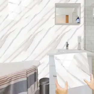 Set 10 x placi autoadezive pentru perete tip marmura , impermeabila , 60x60 cm 2