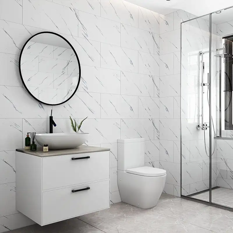 Set 10 x placi autoadezive pentru perete tip marmura , impermeabila , 60x60 cm