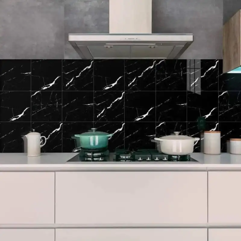 Set 10 x placi autoadezive pentru perete , tip marmura neagra 60x60 cm