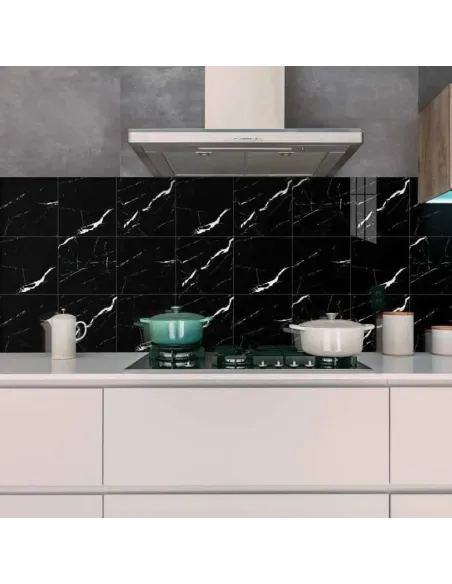 Set 10 x placi autoadezive pentru  perete  , tip marmura neagra 60x60 cm