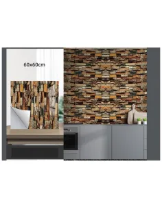Set 10 x placi autoadezive pentru perete tip marmura , impermeabila , 60x60 cm maro 2