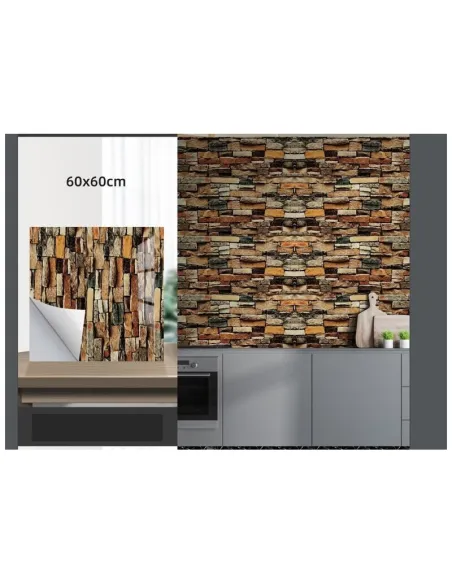 Set 10 x placi autoadezive pentru perete tip marmura , impermeabila , 60x60 cm maro