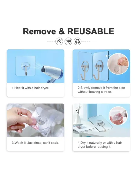 Set 12 x carlig autoadeziv pentru baie sau bucatarie , reutilizabil