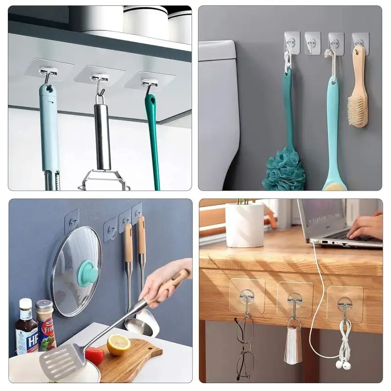 Set 12 x carlig autoadeziv pentru baie sau bucatarie , reutilizabil