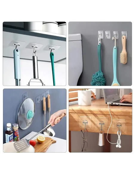 Set 12 x carlig autoadeziv pentru baie sau bucatarie , reutilizabil