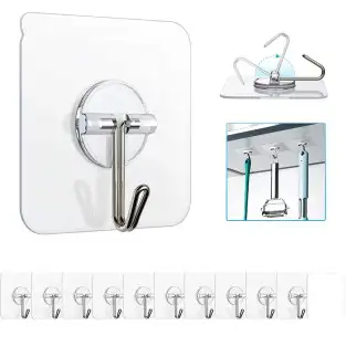 Set 12 x carlig autoadeziv pentru baie sau bucatarie , reutilizabil