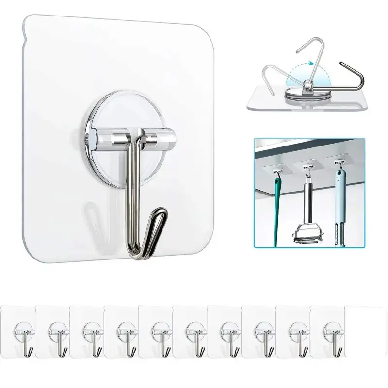 Set 12 x carlig autoadeziv pentru baie sau bucatarie , reutilizabil