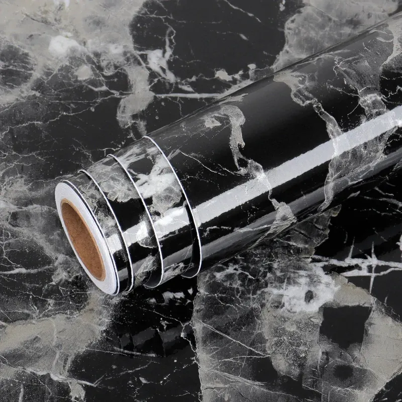 Pachet 3 x folie adeziva marmura neagra , 60 x 200 cm