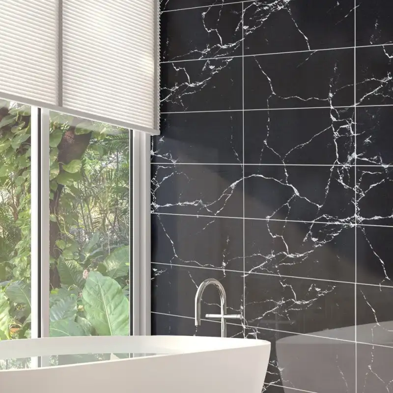 Set 10 x placi autoadezive pentru perete tip marmura, culoare negru , impermeabila 30 x 60 cm