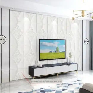 Set 5 x Tapet adeziv White Roses, 77 x 70 cm, spuma moale 3D 2