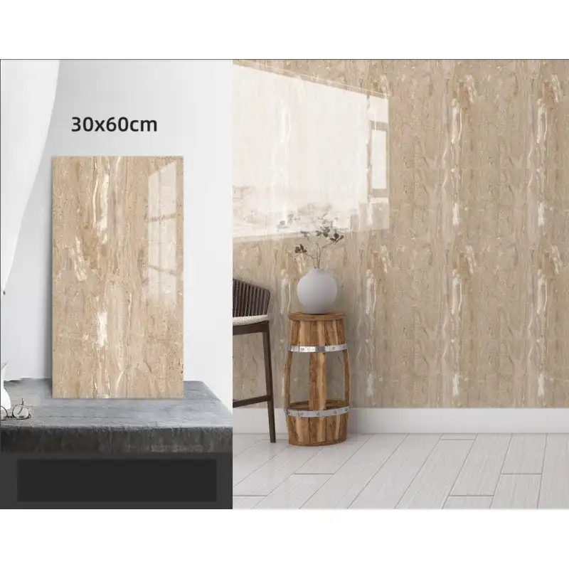 Set 10 x placi autoadezive pentru perete , tip marmura , 30 x 60 cm-crem