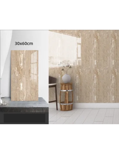Set 10 x placi autoadezive pentru perete , tip marmura , 30 x 60 cm-crem